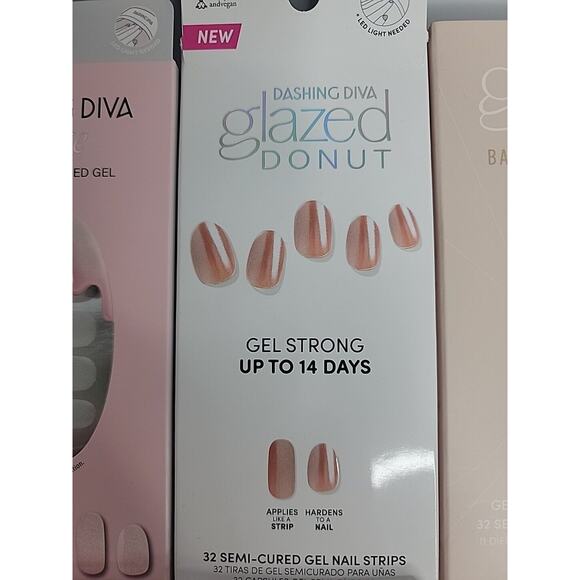 Lot of 6 DASHING DIVA GLAZE 34 Semi-Cured Gel Nail Strips And LED Lamp - Picture 7 of 10
